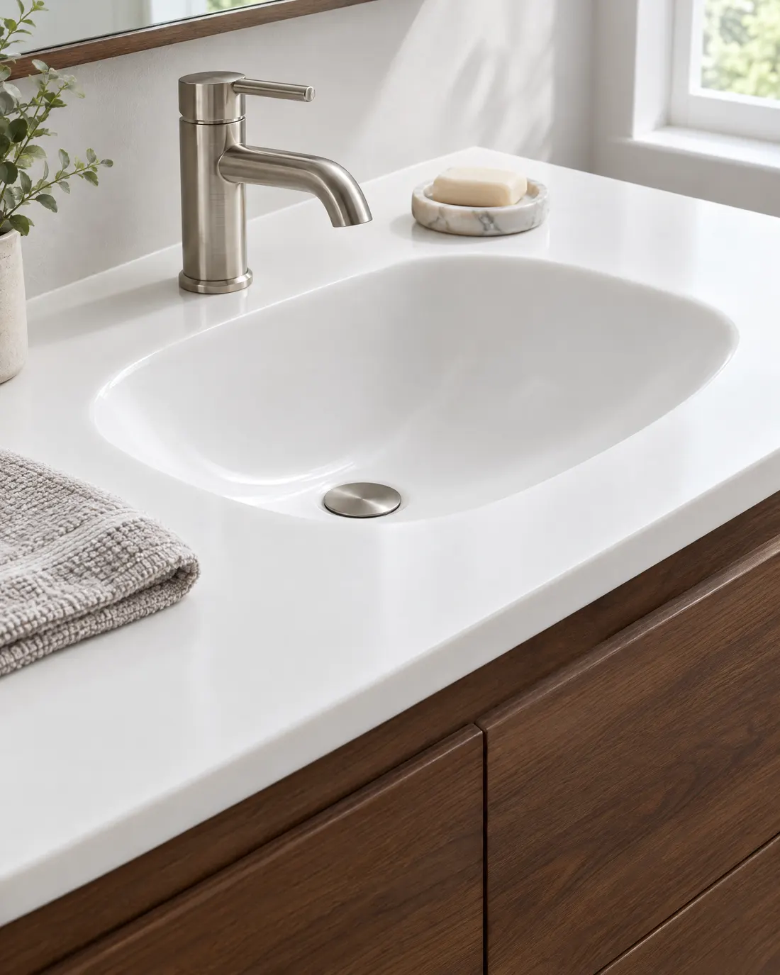 Integrated solid surface sink with no seam